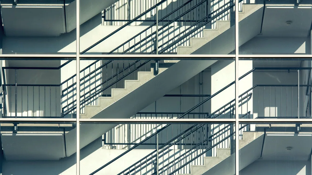 A flight of stairs, the same shape repeating.